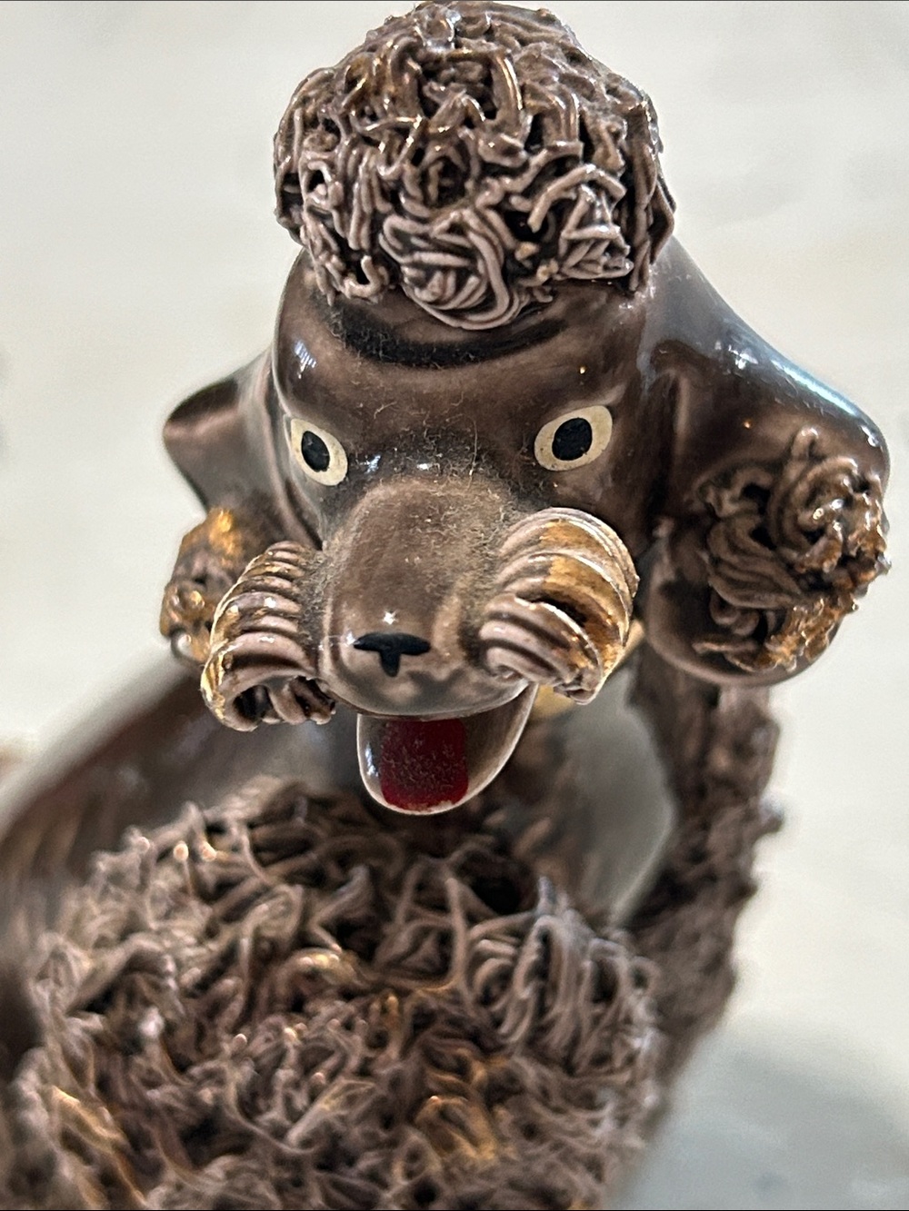 Vintage Ceramic Poodle Figurine in Dark Brown - Picture 2 of 5